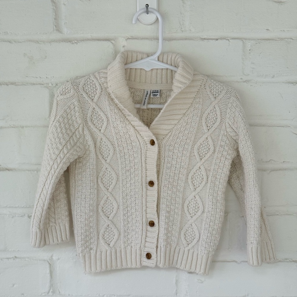Janie & Jack Shawl Collar Fisherman Sweater (12-18M)